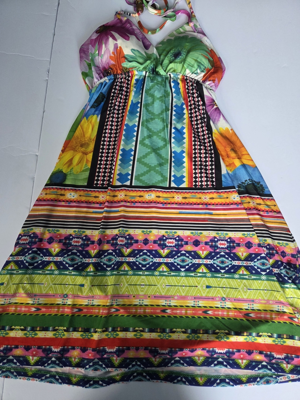 5th & Love - M Multicolor Floral & Aztec Halter Sundress